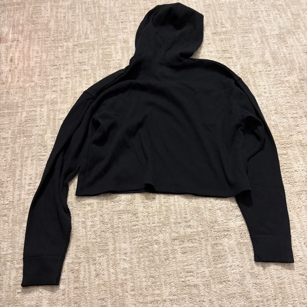 Hollister easy waffle knit cropped black hoodie brand NWT - Picture 4 of 4
